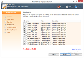 Showing the Disk Cleaner module in WinUtilities Professional Edition